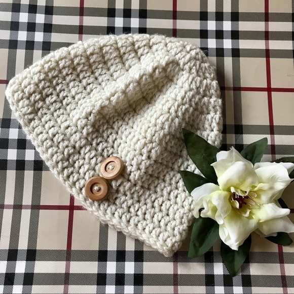 Accessories - Handmade Crochet Winter Cream Color Beanie Hat